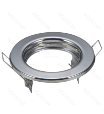 Portafaretto a 1 posto per GU10 e MR16 colore acciaio,per faretto incasso - downlight,Dimensioni foro:65mm, Dimensioni: D80mm