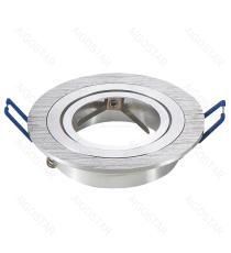 Portafaretto a 1 posto per GU10 e MR16 colore argento satinato,per faretto incasso - downlight,Dimensioni foro:75mm