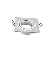 Portafaretto a 1 posto quadrato per GU10 e MR16 colore argento satinato,per faretto incasso - downlight,Dimensioni foro:75mm
