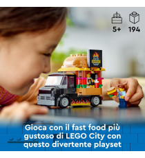 Lego City - Furgone degli hamburger - Lego 60404 Camion Food Truck con Accessori per Cucinare e 2 Minifigure Anni 5+ 194pz