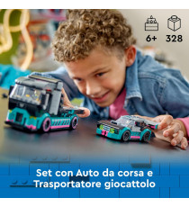 Lego City - Auto da corsa e trasportatore - Lego 60406 Rampa Funzionante, Pilota e Camionista Anni 6+ 328pz