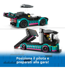 Lego City - Auto da corsa e trasportatore - Lego 60406 Rampa Funzionante, Pilota e Camionista Anni 6+ 328pz