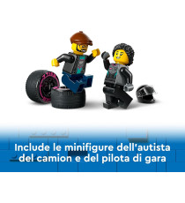 Lego City - Auto da corsa e trasportatore - Lego 60406 Rampa Funzionante, Pilota e Camionista Anni 6+ 328pz