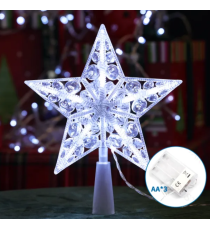 Puntale a stella luminoso per albero di Natale 17cm a batteria 3AA - 6500K luce freda,IP20 da interno per albero natalizio Puntale a stella luminoso per albero di Natale 17cm a batteria 3AA - 6500K luce freda,IP20 da interno per albero natalizio