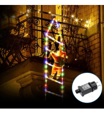 Babbo Natale con scaletta luminosa a basso voltaggio 3mt+1.6mt- RGBY multicolor,8 giochi di luce con timer, IP44 da esterno Babbo Natale con scaletta luminosa a basso voltaggio 3mt+1.6mt- RGBY multicolor,8 giochi di luce con timer, IP44 da esterno