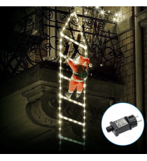 Babbo Natale con scaletta luminosa a basso voltaggio 3mt+3mt- 6500K luce fredda,8 giochi di luce con timer, IP44 da esterno Babbo Natale con scaletta luminosa a basso voltaggio 3mt+3mt- 6500K luce fredda,8 giochi di luce con timer, IP44 da esterno