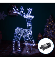 Renna luminosa a basso voltaggio da 75cm,luce fredda 6500K,8 giochi di luce + memoria + timer IP44 interno/esterno Renna luminosa a basso voltaggio da 75cm,luce fredda 6500K,8 giochi di luce + memoria + timer IP44 interno/esterno