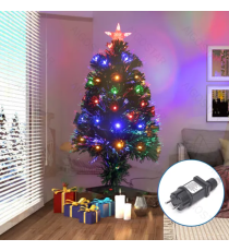 Albero di Natale in fibra ottica 150cm 165 led Rgby multicolor-rami folti- 8 giochi di luce+memoria+timer IP44 da esterno