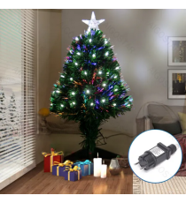 Albero di Natale in fibra ottica 210cm 245 led 6500K luce fredda-rami folti- 8 giochi di luce+memoria+timer IP44 da esterno