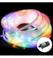 Catena luminosa a basso voltaggio a tubo con 200led 20mt,Rgby multicolor,8 giochi luce + timer IP44 da esterno e interno!