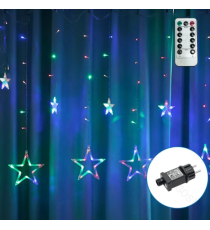 Catena luminosa a basso voltaggio con luci a fiocco di neve,Rgby multicolor 3mtx0.7m, collegabile in serie IP44 da est/int