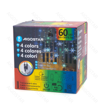 Catena luminosa a basso voltaggio con luci a fiocco di neve,Rgby multicolor 3mtx0.7m, collegabile in serie IP44 da est/int