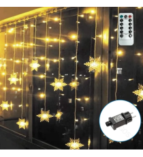 Catena luminosa a basso voltaggio con luci a fiocco di neve,2700K luce calda 3mtx0.7m, collegabile in serie IP44 da est/int