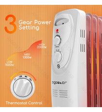 Radiatore elettrico 11 elementi 2300W bianco,Potenza e temperatura regolabili, Versione Deluxe - Termoradiatore ad olio Radiatore elettrico 11 elementi 2300W bianco,Potenza e temperatura regolabili, Versione Deluxe - Termoradiatore ad olio