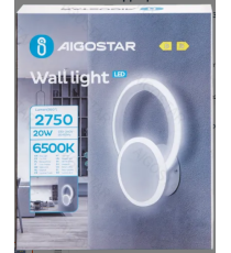 Applique led in ferro e acrilico bianco 20W 2750lm 6500K luce fredda misura L200xW265xH65mm da interno, design elegante