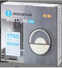 Applique led in alluminio trafilato nero 13.5W 1700lm 6500K luce fredda misura L230xW55xH230mm da interno, design elegante