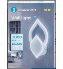 Applique led in ferro e acrilico bianco 20W 3000lm 6500K luce fredda misura L200xW310xH60mm da interno, design elegante