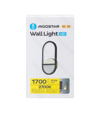 Applique led in alluminio trafilato nero 13.5W 1700lm 2700K luce calda misura L160xW55xH318mm da interno, design elegante