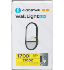 Applique led in alluminio trafilato nero 13.5W 1700lm 2700K luce calda misura L160xW55xH318mm da interno, design elegante