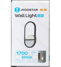 Applique led in alluminio trafilato nero 13.5W 1700lm 6500K luce fredda misura L160xW55xH318mm da interno, design elegante