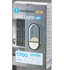 Applique led in alluminio trafilato nero 13.5W 1700lm 6500K luce fredda misura L160xW55xH318mm da interno, design elegante