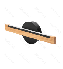 Applique led in legno e metallo nero 6.5W 660lumen 2700K luce calda misura L35xW4.7xH12cm da interno, design elegante