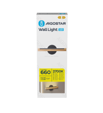 Applique led in legno e metallo nero 6.5W 660lumen 2700K luce calda misura L35xW4.7xH12cm da interno, design elegante