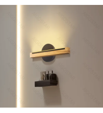 Applique led in legno e metallo nero 6.5W 660lumen 2700K luce calda misura L35xW4.7xH12cm da interno, design elegante