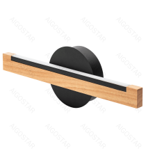 Applique led in legno e metallo nero 6.5W 840lumen 6500K luce fredda misura L35xW4.7xH12cm da interno, design elegante