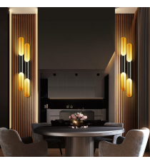 Applique led doppio fascio in alluminio nero E27 max. 60w misura L120xW80xH650mm da interno,stile industriale retro elegante