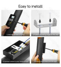 Applique led in alluminio nero E27 max. 60w misura L60xW80xH600mm da interno,stile industriale retro elegante