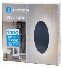 Applique led in metallo nera 12W 1400lumen 3000K luce calda misura D250xH35mm IP20 da interno, design elegante