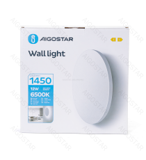 Applique led in metallo bianca 12W 1450lumen 6500K luce fredda misura D250xH35mm IP20 da interno, design elegante