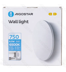 Applique led in metallo bianca 6,5W 750lumen 6500K luce fredda misura D180xH35mm IP20 da interno, design elegante