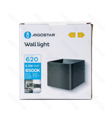 Applique led in metallo nera 5,5W 620lumen 6500K luce fredda misura L100xW100xH80mm IP20 da interno, design elegante