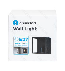 Applique in metallo nero attacco E27 max. 40w misura L22xW18xH22cm da interno Telaio in ferro stile vintage