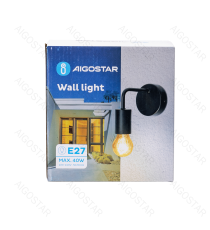 Applique in metallo nera con attacco E27 max. 40w misura L90xW145xH140mm da interno