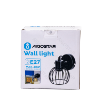 Applique in metallo nera opaco con attacco E27 max. 40w misura 120xH200mm lampada orientabile, da interno