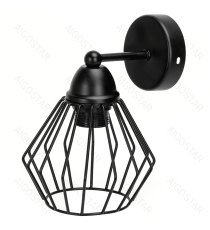 Applique in metallo nera opaco con attacco E27 max. 40w misura L200xW150xH215mm lampada da interno