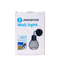 Applique in metallo nera opaco con attacco E27 max. 40w misura L165xW120xH250mm lampada da interno