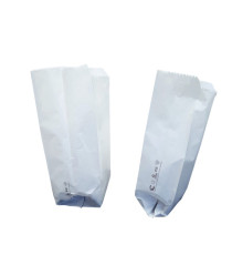 Sacchetti - carta kraft - 10 x 21/23 cm -  soffietti laterali 7,5 cm - bianco - Favorit - conf. 100 pezzi