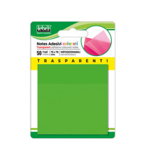 Blocchetto notes adesivo - 75 x 75 mm - colori traslucidi assortiti - Lebez - Box 72 blocchetti
