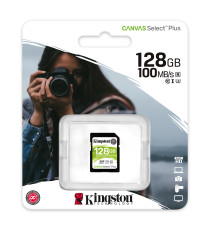Scheda Sdxc 128GB SDS2-128GB UHS-I Kingston SD Canvas Select Plus 100 MB/s in lettura, Classe di velocità UHS-I, U1, V10 SDHC Scheda Sdxc 128GB SDS2-128GB UHS-I Kingston SD Canvas Select Plus 100 MB/s in lettura, Classe di velocità UHS-I, U1, V10 SDHC