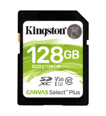 Scheda Sdxc 128GB SDS2-128GB UHS-I Kingston SD Canvas Select Plus 100 MB/s in lettura, Classe di velocità UHS-I, U1, V10 SDHC Scheda Sdxc 128GB SDS2-128GB UHS-I Kingston SD Canvas Select Plus 100 MB/s in lettura, Classe di velocità UHS-I, U1, V10 SDHC