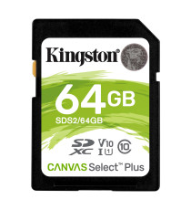 SCHEDA SDXC 64GB SDS2-64GB UHS-I KINGSTON CANVAS SELCET 100 MB/s in lettura, Classe di velocità UHS-I, U1, V10 SDHC SCHEDA SDXC 64GB SDS2-64GB UHS-I KINGSTON CANVAS SELCET 100 MB/s in lettura, Classe di velocità UHS-I, U1, V10 SDHC
