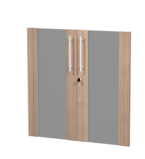 Coppia ante Prestige - per mobile basso - 80 x 77 cm - spessore 18 mm - vetro/melaminico - ciliegio arabis