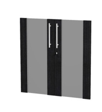 Coppia ante Prestige - per mobile basso - 80 x 77 cm - spessore 18 mm - vetro/melaminico - nero venato