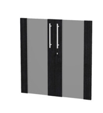 Coppia ante Prestige - per mobile basso - 80 x 77 cm - spessore 18 mm - vetro/melaminico - nero venato