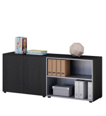 Coppia Prestige - mobili bassi a giorno - 162,8 x 43 x 81,4 cm - nero venato