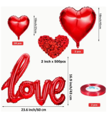 Kit palloncini amore con scritta Love 60cm,18pz cuore da 25cm,2pz cuore da 45cm, 2 nastri rossi, 500x2 petali di rose! Kit palloncini amore con scritta Love 60cm,18pz cuore da 25cm,2pz cuore da 45cm, 2 nastri rossi, 500x2 petali di rose!
